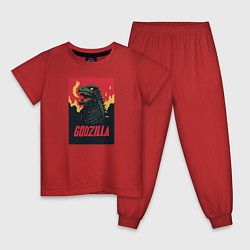 Пижама хлопковая детская Godzilla, цвет: красный