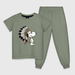 Пижама хлопковая детская Snoopy, цвет: авокадо