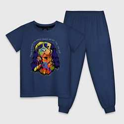 Пижама хлопковая детская Берегись кавалер кинг спаниеля, цвет: тёмно-синий
