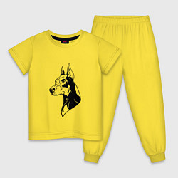 Пижама хлопковая детская Доберман Z, цвет: желтый