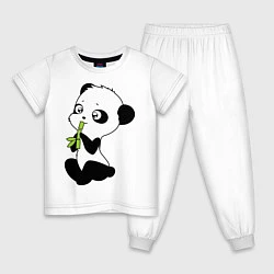 Пижама хлопковая детская Пандочка и бамбук, цвет: белый