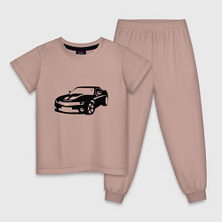 Пижама хлопковая детская Chevrolet Z, цвет: пыльно-розовый