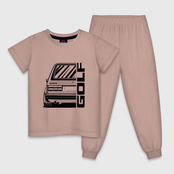 Пижама хлопковая детская Volkswagen Golf Z, цвет: пыльно-розовый