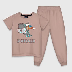 Пижама хлопковая детская Donald Skateboarding, цвет: пыльно-розовый