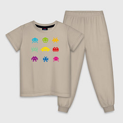 Пижама хлопковая детская Retro game, цвет: миндальный