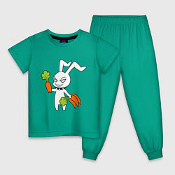 Пижама хлопковая детская Злой заяц, цвет: зеленый