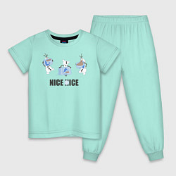 Пижама хлопковая детская Olaf: Nice Ice цвета мятный — фото 1
