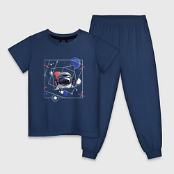 Пижама хлопковая детская Астронавт во вселенной, цвет: тёмно-синий