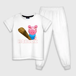 Пижама хлопковая детская Roblox Piggy, цвет: белый