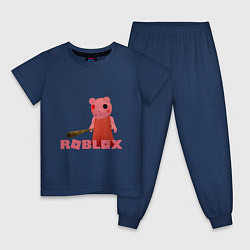Пижама хлопковая детская ROBLOX: PIGGI, цвет: тёмно-синий