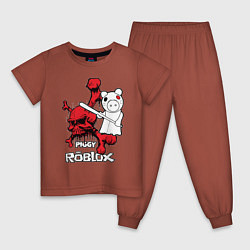 Пижама хлопковая детская Свинка Пигги из Roblox, цвет: кирпичный