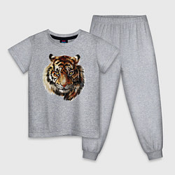 Пижама хлопковая детская Тигр Tiger, цвет: меланж