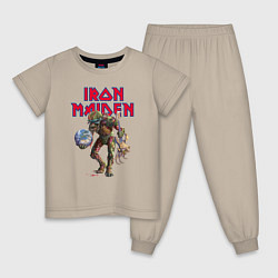 Пижама хлопковая детская Iron Maiden, цвет: миндальный