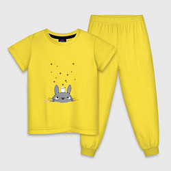 Пижама хлопковая детская Любопытный Тоторо и Сажа, цвет: желтый