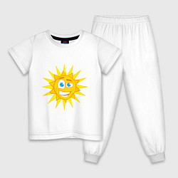Пижама хлопковая детская Летнее солнце, цвет: белый