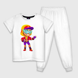 Пижама хлопковая детская БРАВЛ СТАРС МАКС MAX, цвет: белый