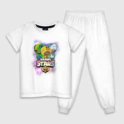 Пижама хлопковая детская Brawl Stars Leon Trio, цвет: белый