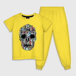 Пижама хлопковая детская Tosh Cool skull, цвет: желтый