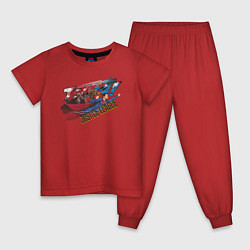 Пижама хлопковая детская Justice League, цвет: красный
