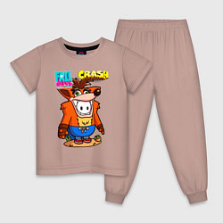 Пижама хлопковая детская Fall Guys CRASH fox, цвет: пыльно-розовый