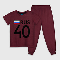 Пижама хлопковая детская RUS 40, цвет: меланж-бордовый