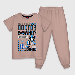 Пижама хлопковая детская Hello, i'm the Doctor, цвет: пыльно-розовый
