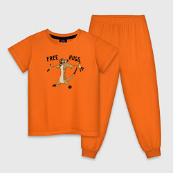 Пижама хлопковая детская Бесплатные объятия цвета оранжевый — фото 1