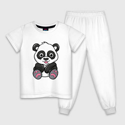 Пижама хлопковая детская Панда, цвет: белый
