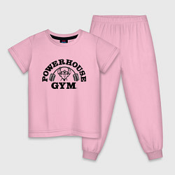 Пижама хлопковая детская GYM, цвет: светло-розовый