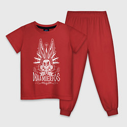 Пижама хлопковая детская Dia De Los Muertos, цвет: красный
