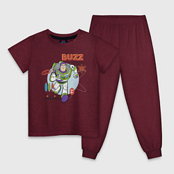 Пижама хлопковая детская Buzz Lightyear, цвет: меланж-бордовый