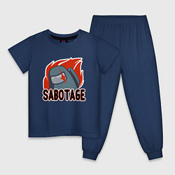 Пижама хлопковая детская Among Us Sabotage, цвет: тёмно-синий