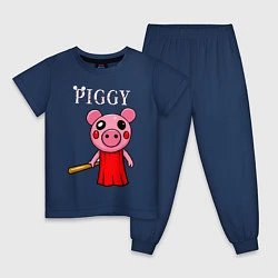 Пижама хлопковая детская ROBLOX PIGGY, цвет: тёмно-синий
