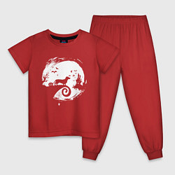 Пижама хлопковая детская Полнолуние Такса, цвет: красный
