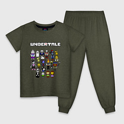 Пижама хлопковая детская UNDERTALE, цвет: меланж-хаки