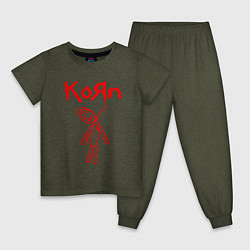 Пижама хлопковая детская Korn, цвет: меланж-хаки
