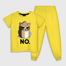 Пижама хлопковая детская Сова с кофе, цвет: желтый