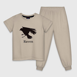 Пижама хлопковая детская Raven, цвет: миндальный