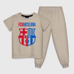 Пижама хлопковая детская Barcelona FC, цвет: миндальный