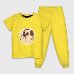 Пижама хлопковая детская Мечта мопса, цвет: желтый