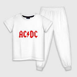 Пижама хлопковая детская ACDC, цвет: белый