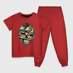 Пижама хлопковая детская Snake&Skull, цвет: красный