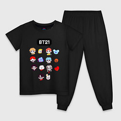 Пижама хлопковая детская BTS BT21, цвет: черный