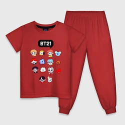 Пижама хлопковая детская BTS BT21, цвет: красный
