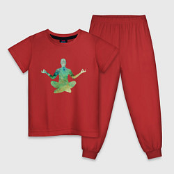 Пижама хлопковая детская Йога тайм, цвет: красный