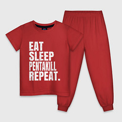 Пижама хлопковая детская EAT SLEEP PENTAKILL REPEAT, цвет: красный