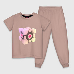 Пижама хлопковая детская Companion Cube, цвет: пыльно-розовый