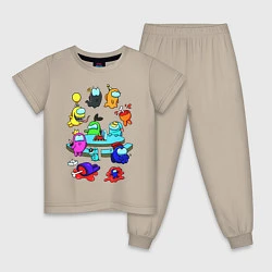 Пижама хлопковая детская AMONG US, цвет: миндальный