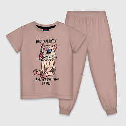 Пижама хлопковая детская ИНОСКЕ ХАШИБИРА, цвет: пыльно-розовый