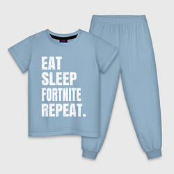 Пижама хлопковая детская EAT SLEEP FORTNITE REPEAT, цвет: мягкое небо